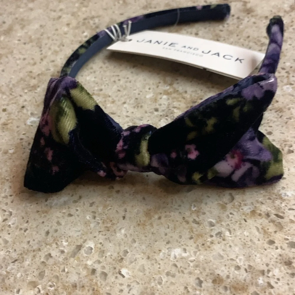 NWT Janie & Jack Navy & Purple Floral Velvet Headband